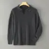 Suéter 100% lã outono e inverno para homens, gola gaivota, pulôver, espessado, malha casual solta, suéter de lã pura