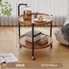 Mesa de Té Móvil de Madera Maciza Mesa de Té Pequeña para el Hogar Sala de Té Gabinete de Té Rueda Universal Carrito Nuevo Estilo Estante de Almacenamiento Balcón