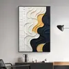 Arte de parede abstrata preta para sala de estar, uma pintura decorativa sofisticada para a parede de fundo do sofá, minimalista e luxuosa, adequada para o hall de entrada ou corredor.