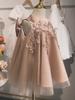 Día del Niño vestido de bebé de un año vestido de mujer estilo coreano cumpleaños vestido de boda de niña de las flores sin mangas con cuentas princesa esponjoso vestido de gasa