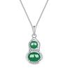Colar de Prata de Lei S925 com Pingente de Jade Calcedônia Ágata Cabacinha Design de Nicho Feminino Acessórios com Pingente de Jade Verde da Sorte Estilo Antigo