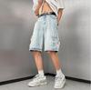 Shorts de Mezclilla Color Amarillo Lodo para Hombre Verano Sueltos Pantalones Populares Europeos de Este Año Pantalones de Calle Altos Americanos Modernos