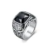 Anillo de Titanio con Chapado en Oro para Hombre con Diseño Retro Europeo de Vidriera Tallada, Anillo de Dedo Índice con Piedra Preciosa, Estilo Barroco, Índice de Personalidad Artística