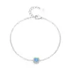 Pulsera de Plata de Ley S925 con Circonita Azul Marino y Diamante Brillante para Mujer, Estilo Nuevo Sencillo y de Nicho, Lujo Ligero, Joyería Delgada y Versátil con un Diamante