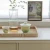 Mingzhishan Zhi Guoqing Muyun Chunshu Gui Zhi Cerámica Pintada a Mano Gaiwan Vajilla de Erudito Juego de Té Kung Fu Taza de Té