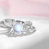 Anillo de pareja de amor de plata esterlina original con piedra lunar, anillo de apertura de nicho, lazo, Viento Rojo de Internet, joyería de mano para transmisión en vivo al por mayor