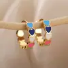 Pendientes geométricos de concha de titanio con forma de pata para mujer, pendientes de estrella de mar, amor, moda, joyería impermeable de oro de 18 quilates, venta caliente transfronteriza