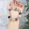 Pulsera de Jade Hilo de Oro de Xinjiang, Cuentas de Calabaza, Pulsera de Jade Hilo de Oro Morado Bambú, Pulsera Multigemas para Hombres y Mujeres