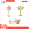 Aretes Perforados de Acero de Titanio Verticales para Agujeros de Oreja Aretes de Hélice de Acero Inoxidable con Circonita Joyería para Piercings Aretes de Flor para Labio con Rosca Externa