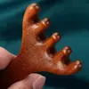 Masajeador de cabeza de cinco puntas de sándalo, peine masajeador de meridianos del cuero cabelludo, peine de tratamiento para el cuero cabelludo gua sha para el cuidado de la salud, palo para aliviar los músculos, asta de ciervo