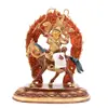 Artículos Budistas de Xizang Estatuas de Buda Decoración Nepal Hecho a Mano Cobre Medio Dorado 8 Pulgadas Rey Gesar Estatuas Protectoras del Dharma