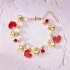 Pulsera de cadena de perlas de lujo ligero, simple, linda, versátil, de verano, con cerezas, corazones, fresas, perlas, moda europea y americana transfronteriza