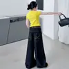 Conjunto de Verano para Niñas 2026 Nuevo Casual Sencillo Seda de Hielo Manga Corta Estampado de Letras Pantalones de Pierna Ancha Conjunto de Dos Piezas Transfronterizo