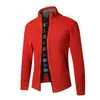 Tricô Europeu e Americano Outono e Inverno Masculino com Forro de Lã, Suéter Cardigan de Gola Alta para Meia-Idade, Jaqueta Slim Fit, Quente, Casual e Versátil