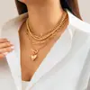 Collar de traje de cuentas simple de hip hop europeo y americano para mujer, todo partido, geométrico, hebilla de ot, collar corto de corazón, joyería