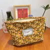 Bolsa de Tocador Portátil Transfronteriza, Bolsa de Maquillaje, Bolsa de Maquillaje con Cremallera Floral Amarilla, Bolsa de Almacenamiento de Viaje para Cosméticos Venta al por Mayor