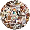 50 Peças de Adesivos de Grafite Retrô Grão de Café Máquina de Café DIY Decorativos para Copo de Água Celular iPad Adesivos de Brinquedo à Prova d'Água