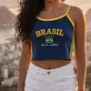2024 Estética Bordada con Letras Brasileñas Estética Retro Top Verano Camiseta Patrón Bordado Manga Corta traje Verano