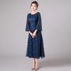 Vestido de Moda Fresco y Elegante Estilo Japonés Otoño 2026 Nuevo Vestido de Noche de Corte Ajustado con Cuello Redondo para Mujer