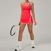 Conjunto Saia Curta Nova Qiusha Conjunto Colete Contrastante Tênis Conjunto Esportivo Fitness Yoga 7709+1654