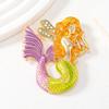 Broche de sereia de esmalte vintage corsage diamante incrustado moda avançada broche de sereia casaco antigo acessórios de roupas
