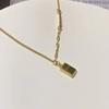Tornozeleira Barra Pequena Rica em Ouro Estilo Coreano Pingente Feminino Aço Titânio Banhado a Ouro 24K Pequeno Quadrado Acessível Luxo Acessórios de Pé Personalizados