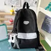 Mochila Ligera con Rayas Gris Azuladas Estilo Japonés, Adecuada para Estudiantes de Secundaria, para Clase, Viajes Diarios y Uso al Aire Libre