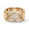 Xiangjia versão alta versão estreita versão larga anel banhado a ouro 18K coco losango anel de diamante pulseira esculpida CNC