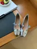 Zapatos Mary Jane Franceses de Tacón Grueso para Mujer, Nuevo Estilo Hada Primavera y Otoño 2026 con Lazo, Elegantes Zapatos de Salón Plateados de Boca Baja