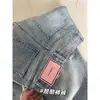 Pantalones de Pierna Ancha de Tiro Alto Rectos Versátiles con Caída, Jeans Ajustados Adelgazantes de Cuero con Etiqueta de Personalidad Estilo Americano para Mujer, Primavera y Otoño