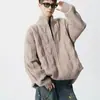 Suéter de cuello medio para hombre, nuevo estilo otoño 2026, marca de moda de hilo de bucle, top de punto retro holgado con media cremallera