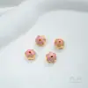 Brincos Cor-Preservadora Banhados a Ouro com Gotejamento Rosa, Contas Espaçadoras de Flor de Cerejeira Rosa, Tubo Reto de Bola Redonda Acessórios de Joias para Pulseiras DIY