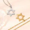 Accesorios europeos y americanos simples para bricolaje diseño de collar de acero inoxidable de moda cadena de clavícula hueca de seis puntas todo-partido