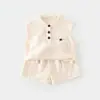 Ropa de Verano sin Mangas para Bebé Estilo Coreano, Conjunto de Dos Piezas de Tops y Pantalones para Niños, Traje Casual Delgado para Niños Pequeños y Medianos
