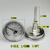 Termômetro Bimetálico WSS-303 Totalmente em Aço Inoxidável Medidor de Temperatura de Água para Tubulação 0-50 100 150 200 300 Graus