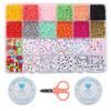 Cuentas acrílicas transfronterizas europeas y americanas con alfabeto, cuentas de arroz de vidrio, estrella de cinco puntas sonriente, cuentas de joyería DIY, juego de cuentas, caja