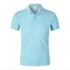 220g32 algodão pérola leve negócio cor sólida lapela masculina e feminina camisa polo bordado com LOGO estampado