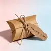Caja almohada de papel kraft estilo europeo, mini caja de dulces temática de bosque, caja de papel para tarjeta de agradecimiento de cumpleaños