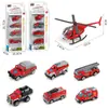 Carrinhos de Brinquedo Infantis Transfronteiriços, Carros de Corrida Deslizantes de Liga, Modelos de Simulação de Carros Pequenos, Veículos de Engenharia, Carros de Polícia, Conjunto de Caminhões de Bombeiros