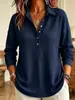 Otoño Invierno Transfronterizo Nuevo Estilo Camisa de Punto Waffle con Solapa de Manga Larga para Mujer Suéter Holgado Casual
