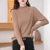 Camiseta base de punto acanalado de cuello medio transfronteriza para mujer, primavera y otoño, corte ajustado, prenda interior versátil, top simple y elegante para mujer