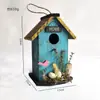Pared de Productos Nuevos Transfronteriza Casa para Pájaros Montada en Pared Madera Maciza Exterior Nido de Pájaros para Jardín Decoración de Patio Nido de Pájaros Artesanías de Madera Adorno Colgante