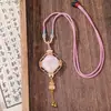 Nuevo collar con flor de ventana Ruyi de brocado estilo Song chino, colgante de tela de brocado de doble cara, accesorio de cuello vintage estilo chino, accesorio para llavero
