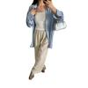 Comércio exterior feminino verão novo all-match solto fino confortável respirável lapela preguiçoso solto proteção solar camisa feminina