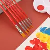 Pincel de acuarela de tubo de cobre de nylon Paquete de 5 rojo diy comercio exterior arte acuarela acrílico óleo pincel suministro directo de fábrica