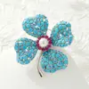 Broche de Trébol de Cuatro Hojas Turquesa Azul Bono de Suerte, Accesorio de Ropa de Moda y de Alta Gama, Broche Versátil para Mujeres