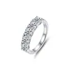 Anillo de Banda Pavimentada de Cinco Estrellas de Moissanita de Venta Caliente Transfronteriza para Mujer de Plata S925 Joyería Simple de Moda Europea y Americana para Apilar