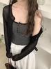 Camisola Estilo Influenciadora Coreana para Mulheres, Super Bonita Bainha de Renda Dupla Camada com Top Sobreposto