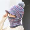 Gorro de lana de color para mujer, gorro acolchado de terciopelo, protección para el cuello, gorro de ciclismo de invierno, gorro de algodón, gorro a prueba de viento, para otoño e invierno.