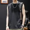 Camiseta de algodón chaleco hombre verano holgado chaleco hombre sin mangas manga corta deportes fitness baloncesto ins marca de moda talla grande
